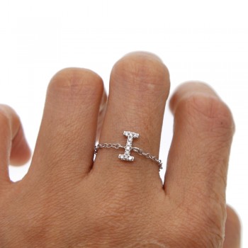 silder adjust chain letter A TO Z cute stunning fashion women delicate chain ring simple CZ sparkling LOVE Letter charms Ring