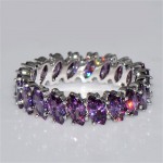 Classic Purple Crystal Rings for Women Wedding Gift Charm Silver Ladies Accessories Ring Luxury Jewelry Bague Femme Girl O3H225