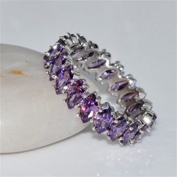 Classic Purple Crystal Rings for Women Wedding Gift Charm Silver Ladies Accessories Ring Luxury Jewelry Bague Femme Girl O3H225