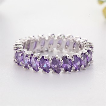 Classic Purple Crystal Rings for Women Wedding Gift Charm Silver Ladies Accessories Ring Luxury Jewelry Bague Femme Girl O3H225