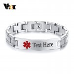 Vnox Stainless Steel Medical Alert ID Bracelet for Men and Women Free Engraving Disease Name ICE Info