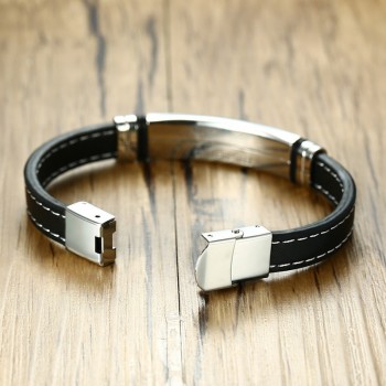 DIABETES EPILEPSY ALLERGY COPD ALLERGY WARFARIN  ASTHMA PACEMAKER HYPOGLYCEMIA Black Leather Medical ID Bracelet