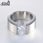 Effie Queen Men Women Wedding Band Titanium Steel Rings Bague Homme Wiredrawing Fashion Stainless Steel Cubic Zircon Ring IR23