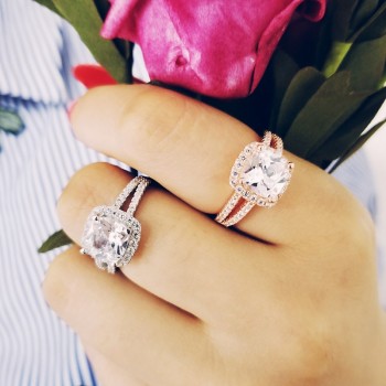 Fashion 925 Sterling Silver engagement wedding promise Ring for Women pink blue fashion finger original design Jewelry  R1507