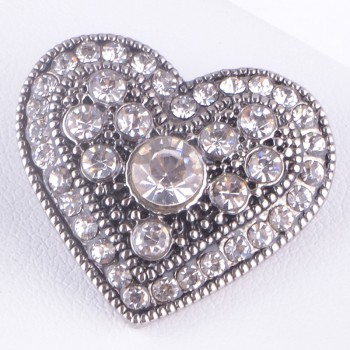 Fashion beauty Rhinestone Heart crystal 18MM snap buttons fit snap bracelet snap jewelry wholesale KZ1268