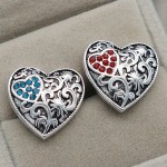 Fashion beauty heart rhinestone pattern 18MM snap buttons fit snap bracelet snap jewelry wholesale KZ2087