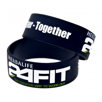 OneBandaHouse 25pcs/Lot 1 Inch Wide Fitness Wristband 24 Hour Fit Stronger Better and Together Motivational Silicone Bracelet