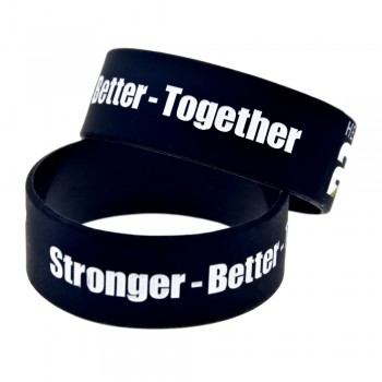 OneBandaHouse 25pcs/Lot 1 Inch Wide Fitness Wristband 24 Hour Fit Stronger Better and Together Motivational Silicone Bracelet