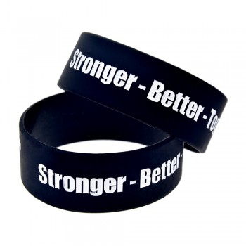 OneBandaHouse 25pcs/Lot 1 Inch Wide Fitness Wristband 24 Hour Fit Stronger Better and Together Motivational Silicone Bracelet