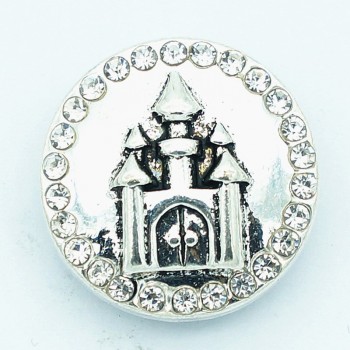 Fashion beauty elegant Rhinestone castle love heart eye Shield 18MM snap buttons fit snap bracelet snap jewelry wholesale