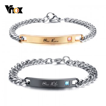 Vnox Romantic Couples Bracelets for Him and Her Stainless Steel One Life One Lovers Bracelet Best Anniversary Gifts