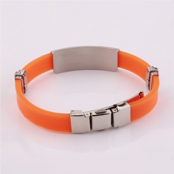 V.YA Christmas Stainless Steel Bracelets For Women Rubber ID Bracelet Men Bracelet Jewelry Couple Bangles Customized Logo Name