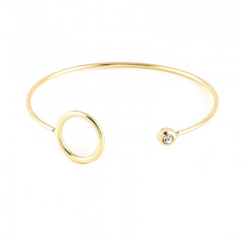 4 Pcs/ Set Simple Round Beads Irregular Crystal Gem Gold Adjustable Opening Bracelet Women Fashion Party Jewelry