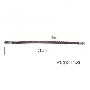 Fashion Stainless Steel Leather Bracelet Mens Womens Casual Black/Brown Genuine Leather Woven Wristband Jewelry Pulseiras