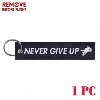 One Piece Novelty Keychain Launch Key Chain Keychains for Motorcycles and Cars Key Tag Embroidery OEM Never Give Up Keychain