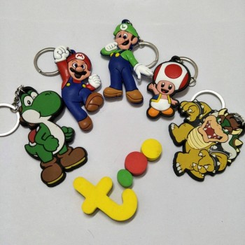 Super Mario Bros PVC keychain Yoshi mushroom cute funny silicona para llaves bag car pendant Keyring Jewelry Chaveiros kid toys