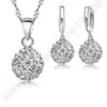 GIEMI Best Hot New Jewelry Sets 925 Sterling Silver Austrian Crystal Pave Disco Ball Lever Back Earring Pendant Necklace Woman