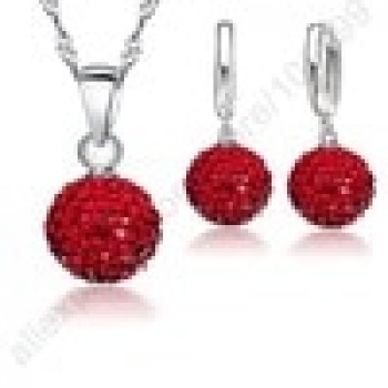 GIEMI Best Hot New Jewelry Sets 925 Sterling Silver Austrian Crystal Pave Disco Ball Lever Back Earring Pendant Necklace Woman
