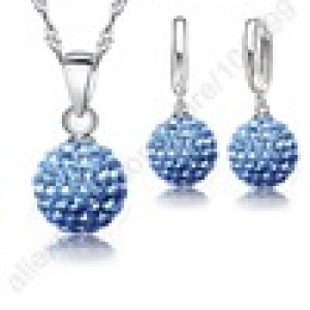 GIEMI Best Hot New Jewelry Sets 925 Sterling Silver Austrian Crystal Pave Disco Ball Lever Back Earring Pendant Necklace Woman