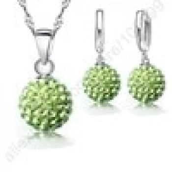 GIEMI Best Hot New Jewelry Sets 925 Sterling Silver Austrian Crystal Pave Disco Ball Lever Back Earring Pendant Necklace Woman