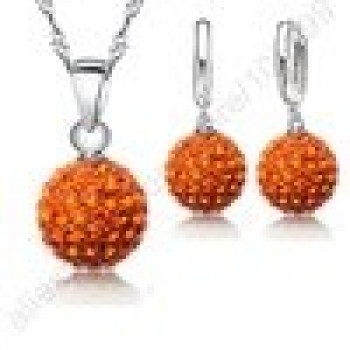 GIEMI Best Hot New Jewelry Sets 925 Sterling Silver Austrian Crystal Pave Disco Ball Lever Back Earring Pendant Necklace Woman
