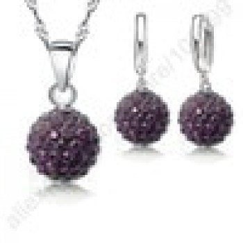 GIEMI Best Hot New Jewelry Sets 925 Sterling Silver Austrian Crystal Pave Disco Ball Lever Back Earring Pendant Necklace Woman