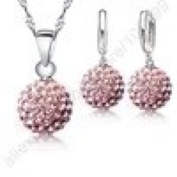 GIEMI Best Hot New Jewelry Sets 925 Sterling Silver Austrian Crystal Pave Disco Ball Lever Back Earring Pendant Necklace Woman