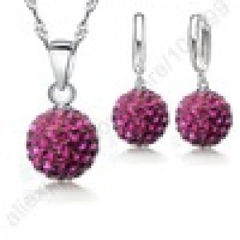 GIEMI Best Hot New Jewelry Sets 925 Sterling Silver Austrian Crystal Pave Disco Ball Lever Back Earring Pendant Necklace Woman