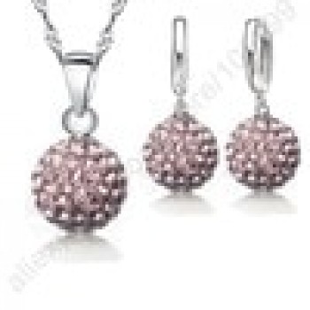 GIEMI Best Hot New Jewelry Sets 925 Sterling Silver Austrian Crystal Pave Disco Ball Lever Back Earring Pendant Necklace Woman