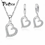 PATICO Original Silver 925 Jewelry Sets Cubic Zircon Stone Love Heart Austrian Crystal Necklace Huggie Earrings Women Best Gift