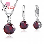 JEXXI Pretty Austrian Crystal Round CZ Pendant 925 Sterling Silver Women Jewelry Set Necklace Earrings Free Shipping Wholesale