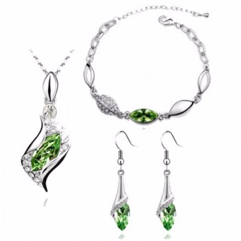Fashion Wedding Gift Jewelry Gold Color Water Drop Shape Crystal Earrings Necklace Adjustable Bracelets Set Women Jewelry Sets