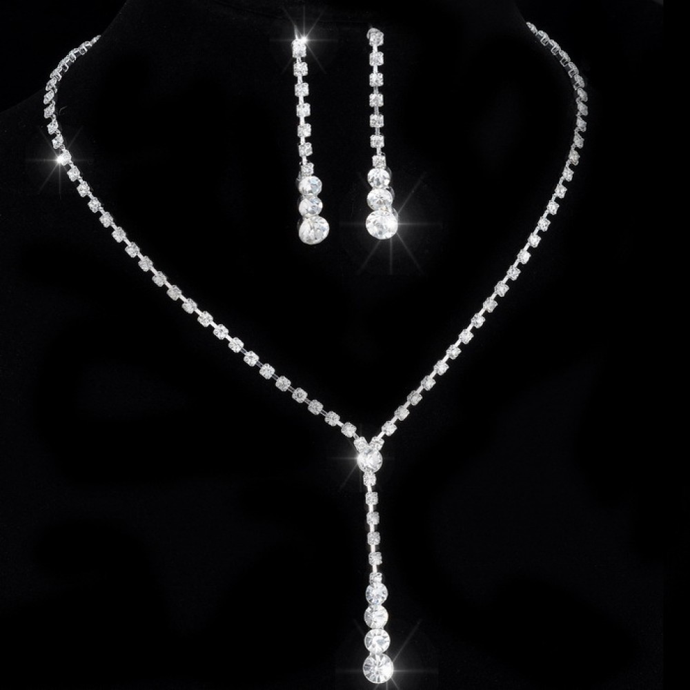 African Jewelry Set Crystal Tennis Drop Necklace Set new Rhinestone Necklace Earrings Bridal Bridesmaid Wedding Jewelry sets