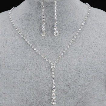 African Jewelry Set Crystal Tennis Drop Necklace Set new Rhinestone Necklace Earrings Bridal Bridesmaid Wedding Jewelry sets
