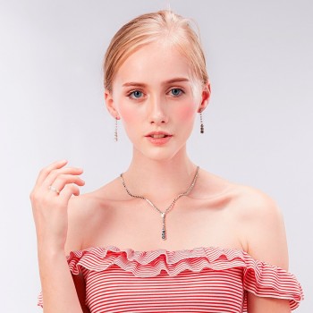 African Jewelry Set Crystal Tennis Drop Necklace Set new Rhinestone Necklace Earrings Bridal Bridesmaid Wedding Jewelry sets