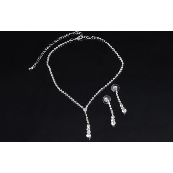 African Jewelry Set Crystal Tennis Drop Necklace Set new Rhinestone Necklace Earrings Bridal Bridesmaid Wedding Jewelry sets