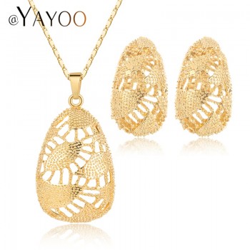 AYAYOO Jewelry Sets Nigerian Wedding African Beads Jewelry Set Square Women Bridal Antique Gold Color Ethiopian Jewelry Set