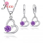 Giemi Heart Shape Classic CZ Crystal Necklace Pendant Chain Earrings For Women 925 Sterling Silver Wedding Jewelry Sets Bijoux
