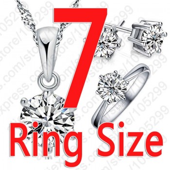 Womans Birthday Gift Wedding Jewelry Set Fashion S90 Silver Crystal Necklace Ring Earring 3 pcs/set   Free Shipping