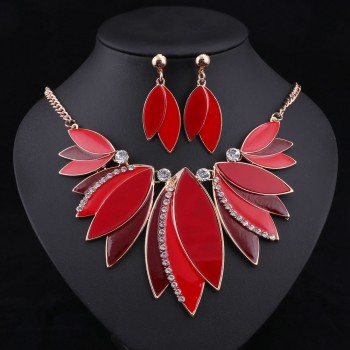 Women Wedding Necklaces Earrings Sets Vintage Rhinestone Crystal Choker Enamel Necklaces amp; Pendants Ethnic Maxi Jewelry Sets