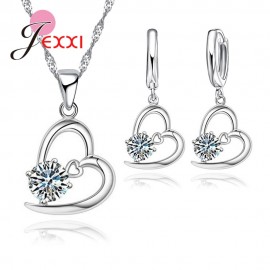 JEXXI 2018 Hot Sale Wedding Jewelry Sets S90 Silver Pendant For Women Cubic Zirconia Accessories Girl Gift Crystal Gift