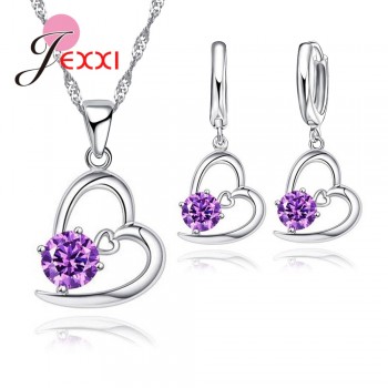JEXXI 2018 Hot Sale Wedding Jewelry Sets S90 Silver Pendant For Women Cubic Zirconia Accessories Girl Gift Crystal Gift