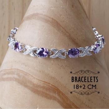Bridal Jewelry Sets For Women 925 Sterling Silver Jewelry Purple Zircon Drop Earrings Bracelet Necklace Rings Set Gifts Box