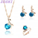 ZOSHI Fashion necklace earrings Ring wedding bridal jewelry sets for women Blue african crystal beads Wedding jewelry set