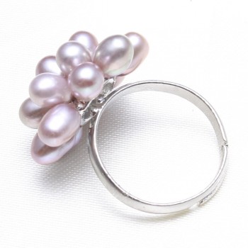 Natural Real Freshwater Pearl Jewelry Sets Womens Wedding Bridal Jewelry White Pink Black Purple Pearl Flower Rings Earrings Set