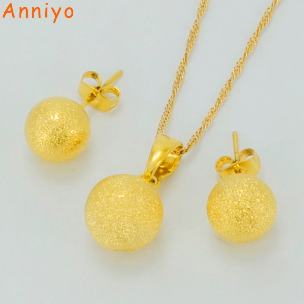 Anniyo Beads Necklace Earrings for Women/Girls,Trendy Charm Jewelry sets Ball Necklaces Africa,Arabia,Nigeria Gifts #034206