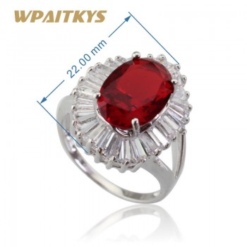 WPAITKYS Red Stones White CZ Jewelry Sets Silver Color Earrings/Pendant/Necklace/Rings For Women Free Gift Box