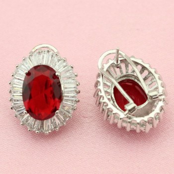 WPAITKYS Red Stones White CZ Jewelry Sets Silver Color Earrings/Pendant/Necklace/Rings For Women Free Gift Box