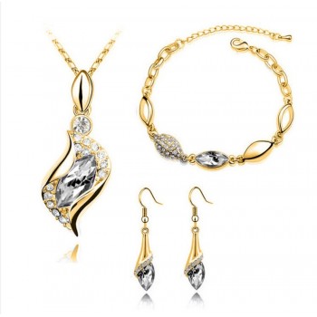New Fashion Silver Plated Crystal Necklace Bracelet Earrings Jewelry Sets for Women conjuntos de joyeria