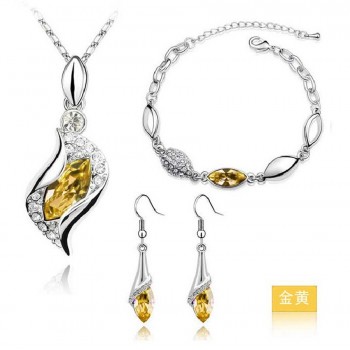 New Fashion Silver Plated Crystal Necklace Bracelet Earrings Jewelry Sets for Women conjuntos de joyeria